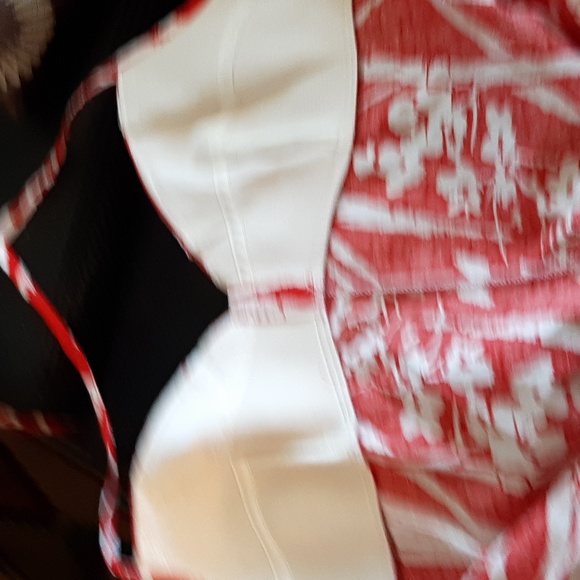 Vintage Resort CARON INTL red & white cotton floral sundress sz MED A line - Picture 5 of 7